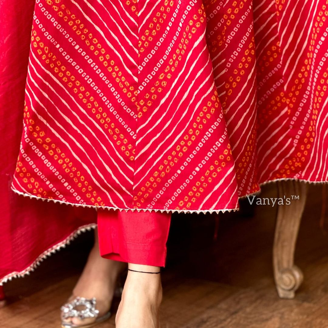 Anarkali Kurta Set With Angrakha Style For Women(Red)