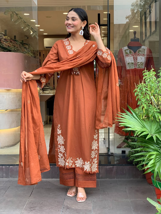Gazal Premium Cotton Embroidered Pant Set