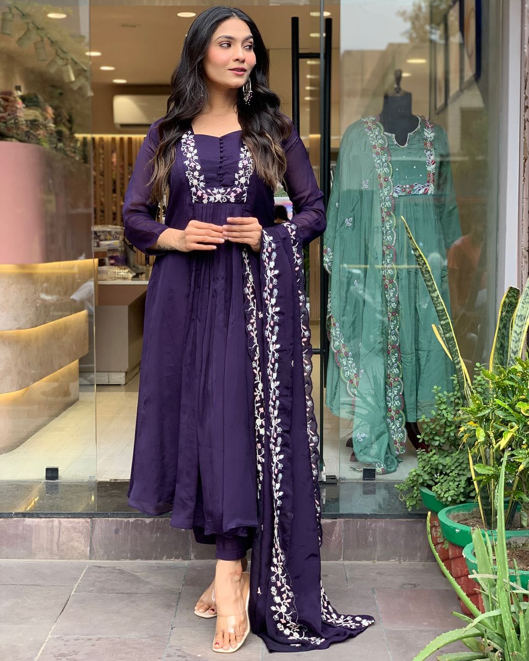 Cotton super dying kurta with beautiful embroidery work & cotton pant with dupatta