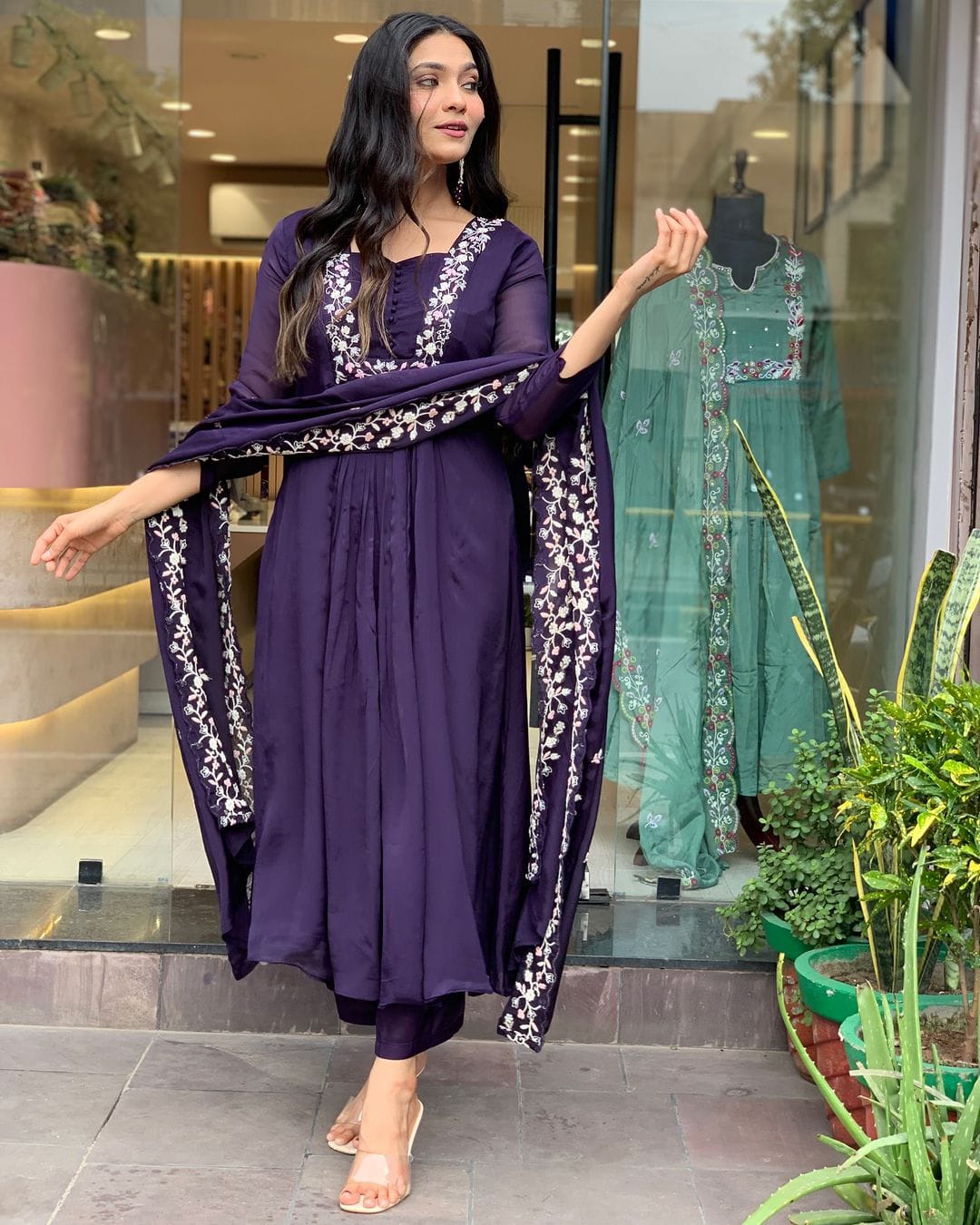 Cotton super dying kurta with beautiful embroidery work & cotton pant with dupatta