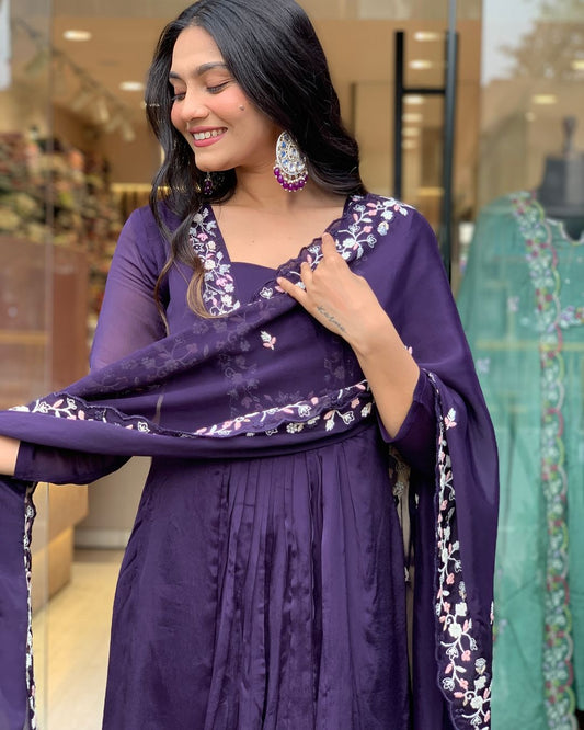 Cotton super dying kurta with beautiful embroidery work & cotton pant with dupatta