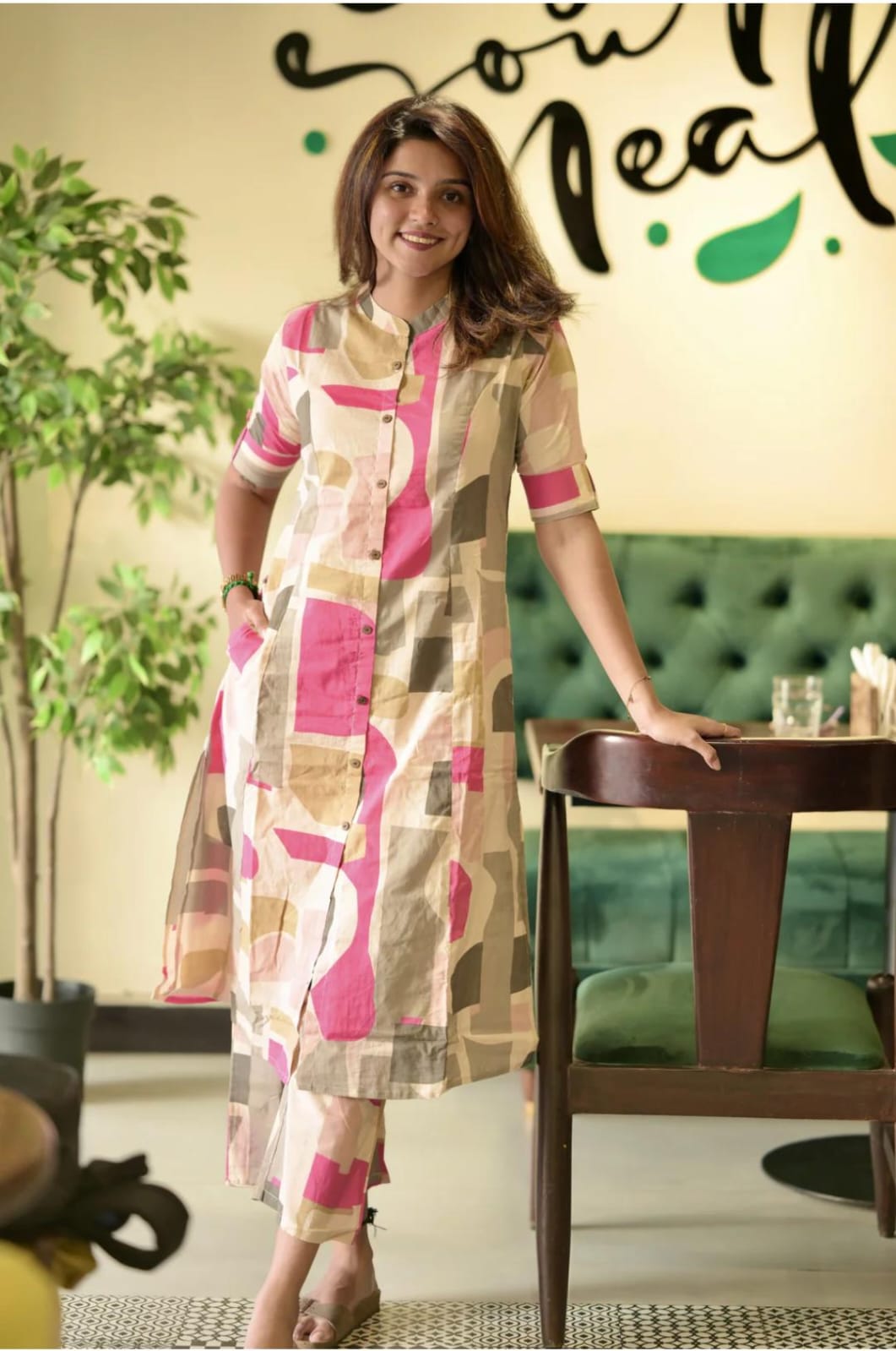Libas Abstract Print Cotton Kurta Set with Pants – Modern Co-ord Style